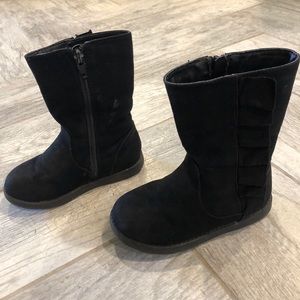EUC Cat & Jack Girls Black Boots Ruffle Size 9